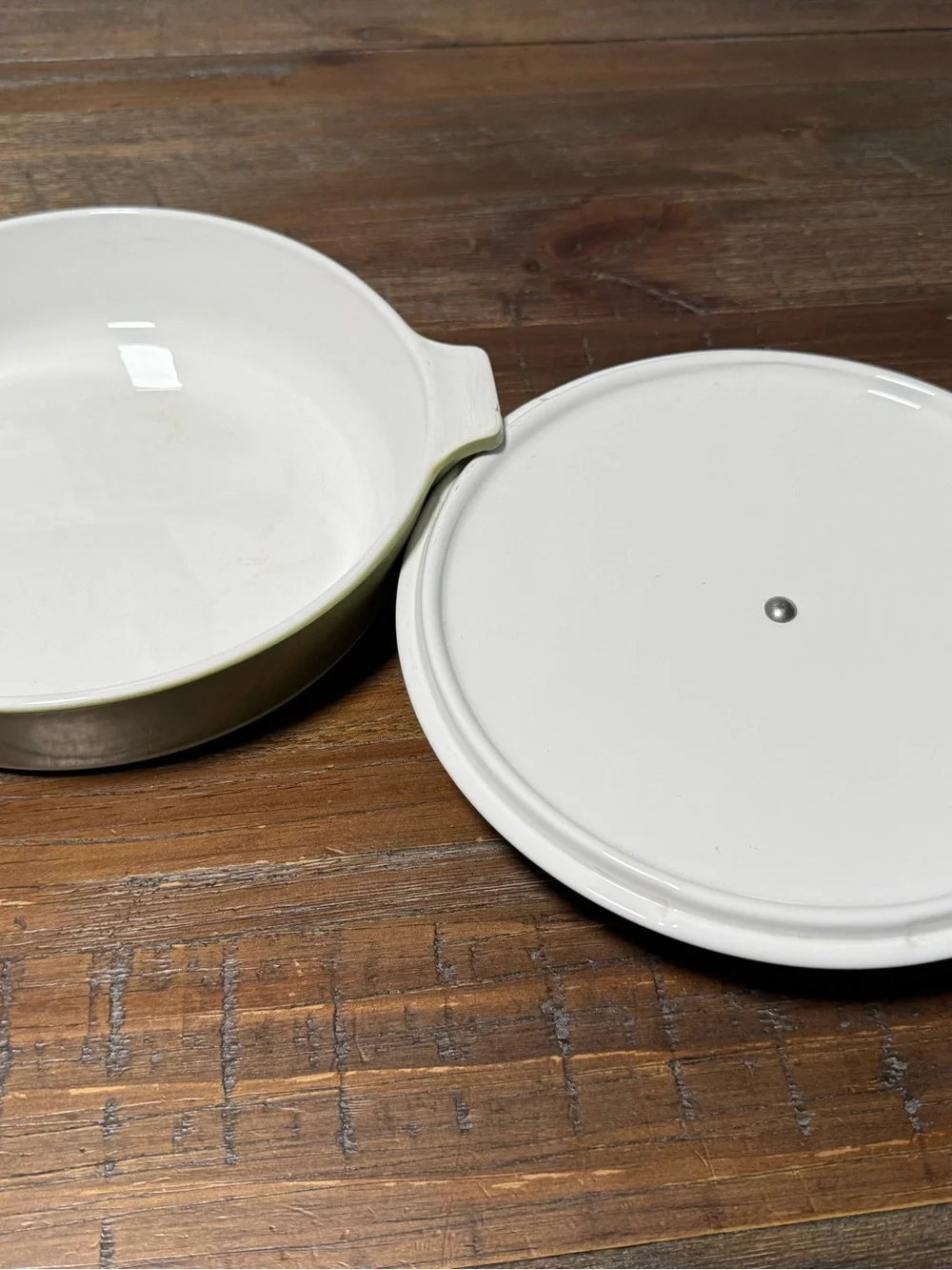 Vintage avocado green Corning ware